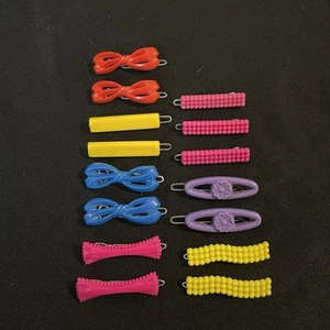 Vintage Lot Childs Barrette Hair Clip MCM 1950s - 70s Plastic Pair Bows Set #1 - Picture 1 of 23