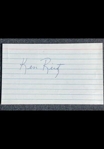 TARJETA ÍNDICE KEN REITZ AUTÉNTICA AUTOGRAFIADA 3x5 forrada en blanco cardenales de san luis - Imagen 1 de 4