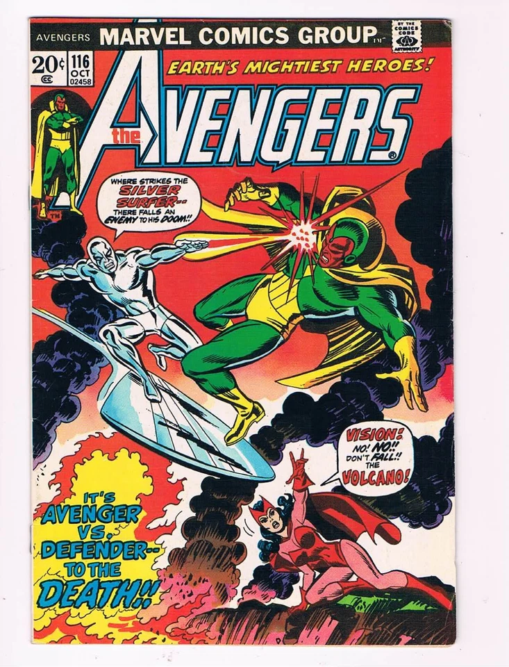 Avengers #116- Silver Surfer vs the Vision; Marvel 1973 VF Foto 1 de 1
