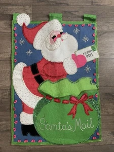 Vtg Christmas Bucilla Santa Christmas Felt Wall Hanging Completed READ - Picture 1 of 10