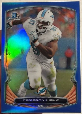 2014 Bowman Chrome Blue Refractor /199 Cameron Wake Color Match Miami Dolphins - Image 1 of 2