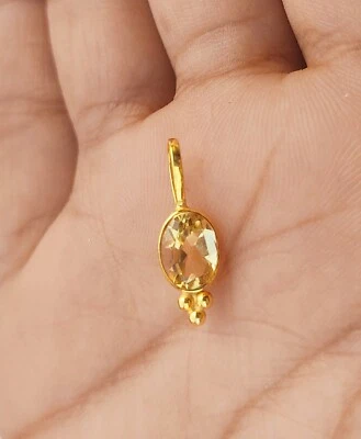 Colgante con dije de oro citrino natural - Collar hecho a mano de oro macizo de 18 quilates Foto 1 de 3