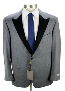 CANALI Tuxedo Suit 48 R fits 46 (58 EU) Mens Grey Wool Peak One Button 2 Piece - Picture 1 of 17
