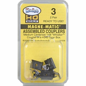 Kadee #3, HO Scale, Assembled #148 Whisker Metal Couplers - 2 pair, Ready to use - Picture 1 of 3