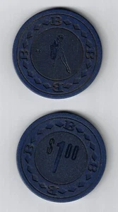 (2)x Sexy Lady $1 Hot Stamped Vintage Antique Poker Chip Clay Lot - Picture 1 of 2