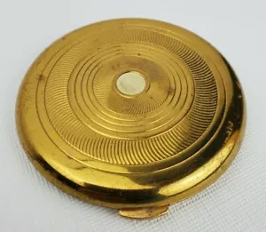 Coty NY polvere sciolta compatta con macchia bianca, c anni 50-60 vintage tono oro - Foto 1 di 8