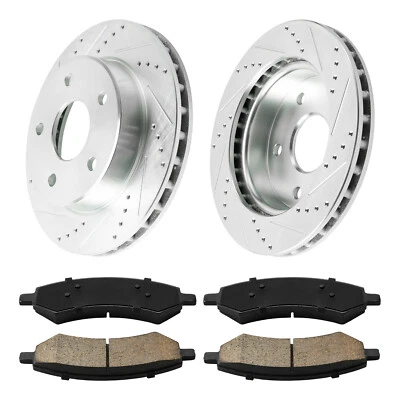Front Drilled Rotors + Brake Pads for 2005-2010 Dodge Dakota 2011 Ram Dakota — 第 1/4 张图片