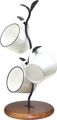 Soporte para taza de café, árbol para taza para mostrador, estante para tazas encimera, en forma de hoja negro  Foto 1 de 4