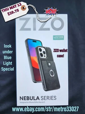 FOR APPLE IPHONE 15 PRO MAX ZIZO NEBULA LEATHER WALLET CASE/TEMPERED GLASS - Image 1 of 4