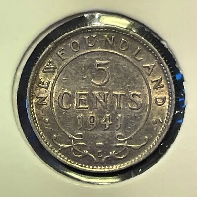 Canada Newfoundland 5 cents 1941 George VI KM#19 .925Ag Silver aXF B1605 - Image 1 of 4