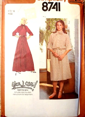 NEW 8741 Vintage Simplicity 1978 Pullover Dress 2- lengths Size 16 Bust 38" W-30 - Image 1 of 4