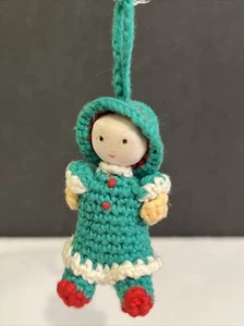 AMIGURUMI MINIATURE 2" JAPANESE CROCHET KNITTED STUFFED GIRL Ornament Vintage - Picture 1 of 5