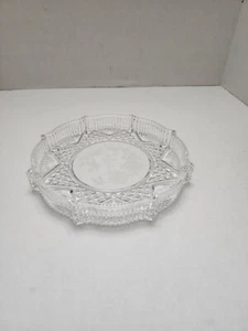 Waterford Ireland Crystal Floral Serving Tray Dish 8" Round Scalloped Edge - Picture 1 of 7