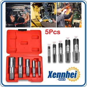 5 Pcs NPT Pipe Tap Set 1/8" 1/4" 3/8" 1/2" and 3/4" With Case Carbon Steel US - Picture 1 of 13