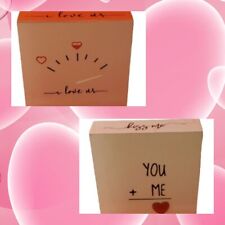 Set Of 2 Valentine Box Signs -" I LOVE US" & "YOU + ME" 5in×5in each