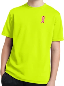 Buy Cool Shirts Kids Breast Cancer Tee Embroidered Pink Ribbon Dry Wicking Shirt - Picture 1 of 12