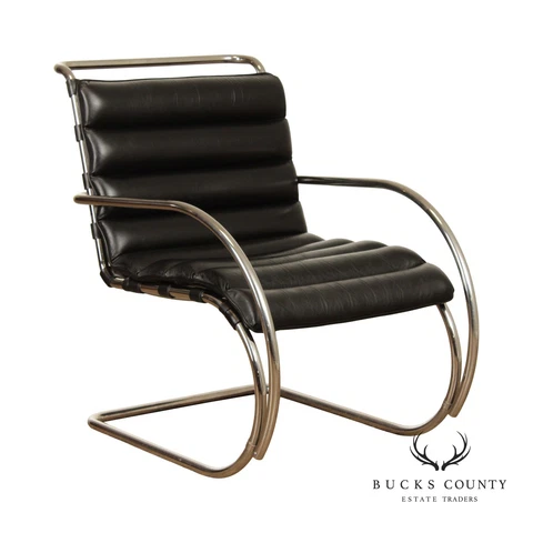 Mies Van Der Rohe for Knoll Black Leather MR Lounge Chair Cover