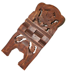 Porte-livre 30cm pliable en bois de shisham feuille de vigne Artisanat indien - Imagen 1 de 3