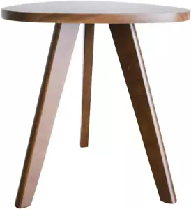 End Table Pecan Wood Triangle Side Table Mid-Century Modern Accent Table Brown - Picture 1 of 11