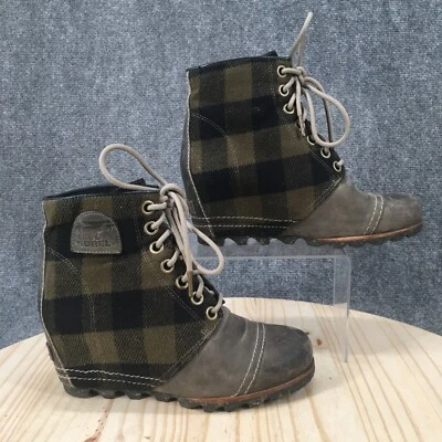 Botas Sorel femininas 8 Joan of Arctic wedge multicoloridas xadrez com cadarço no tornozelo LL5290 - Imagem 1 de 4