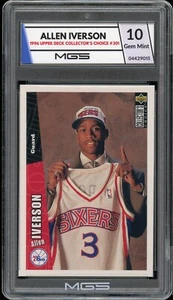Tarjeta de novato 1996 Upper Deck Choice #301 Allen Iverson RC MGS clasificación 10 gemas como nueva - Imagen 1 de 2