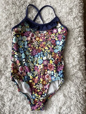 Garnet Hill Girls Sz. 7 Blue Floral One Pc. Swimsuit. Adorable  - Image 1 of 4