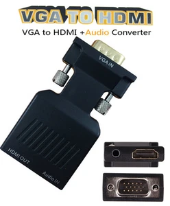 VGA a HDMI 1080P HD TV video convertitore audio adattatore scatola per notebook PC laptop - Foto 1 di 8