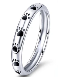 Women’s Size 8 Sterling Silver Cat Dog Paw Print Ring NEW - Picture 1 of 2