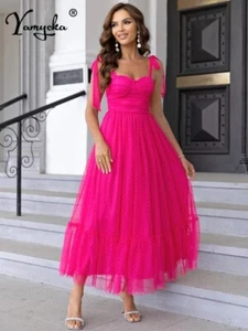 New Sexy Backless Mesh Maxi Slip Summer Dress Women 2024 Elegant Long Prom - Picture 1 of 29