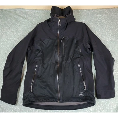 REI Elements E1 Men's Rain Jacket Size L Waterproof Breathable Hood Zip Pockets - Image 1 of 4