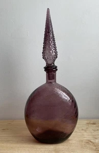 Vintage Purple Decanter Genie Bottle With Stopper Lid Amethyst Empoli 15” - Picture 1 of 14