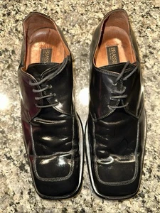 Bota Latón España Cuero Negro Puntera Cuadrada Zapatos Hombre Talla 10 M - Imagen 1 de 1