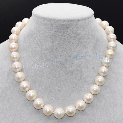 Enorme collar de perlas redondas blancas naturales genuinas del Mar del Sur de 12-14 mm 18-28 pulgadas Foto 1 de 4