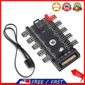Chassis Fan Hub 1 To 10 Way Splitter Hub Black 4 Pin PWM Fan Hub for PC Computer - Afbeelding 1 van 11