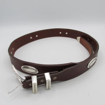 Cinturón para mujer Brighton cuero marrón Western plateado detalles concho talla 34 39107 Foto 1 de 4