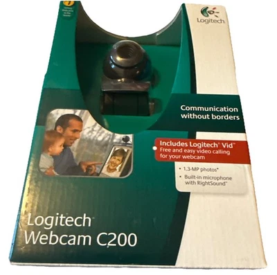 Logitech Webcam C200 In Box • Built-In Microphone New In Box Un-Used . - Image 1 of 4