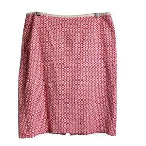 Falda lápiz Talbots para mujer rosa blanca geométrica ojales talla 12 Preppy dinero antiguo - Imagen 1 de 10