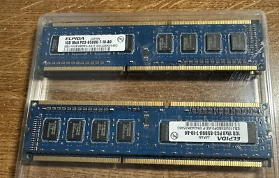 NEW Set of 2 ELPIDA 1GB 1Rx8 PC3 8500U EBJ10UE8BDF0-AE-F Desktop Memory RAM - Image 1 of 3