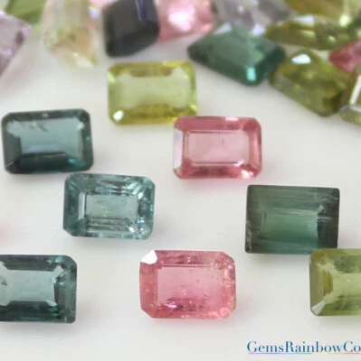 Natural Tourmaline Multi Color Octagon Faceted 5x3mm, 6x4 & 7x5mm Loose gemstone - Image 1 of 4