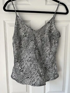 Worthington 100% Silk Animal Print Tank Cami Black And White Small Python Print - Picture 1 of 11