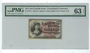 4th ISSUE 10 CENT FRACTIONAL CURRENCY FR#1261 PMG 63 EPQ - Picture 1 of 2