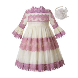 Embroidery Girls Princess Dresses Lace Appliques Bridesmaid Party Pageant Prom - Picture 1 of 11