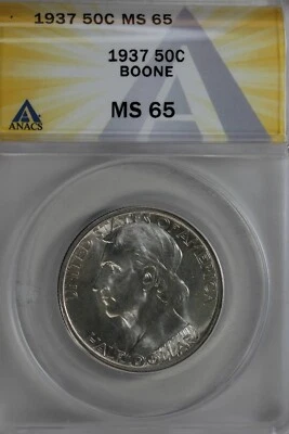 1937 .50 ANACS MS 65 BOONE Classic Silver Commemorative Coin - Image 1 of 2
