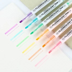 Evidenziatore punta visione chiara evidenziatori pastello doppia punta indicatori di colore 6 pz - Foto 1 di 7