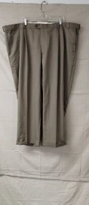 George Mens Pants Khaki Straight Leg Pleated Front Cuff Hem Pockets Beige 52X30 - Picture 1 of 9