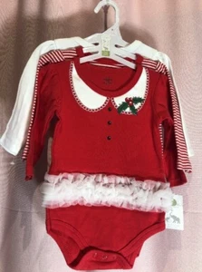 NWT-Little Treasure 6-9 Months (pk of 3) Long sleeve bodysuits Santa Holiday D12 - Picture 1 of 12