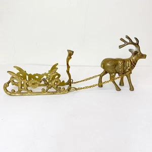 Messing Rentier & Schlitten Herzstück Weihnachten Urlaub Dekoration - Bild 1 von 17