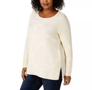 Charter Club Womens Ivory Glitter Daytime Pullover Sweater Top Plus 2X - Picture 1 of 9