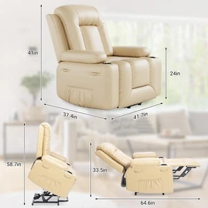 Large Electric Power Lift Recliner Chair for Elderly Big Tall W/ Massage Heat - Picture 1 of 13