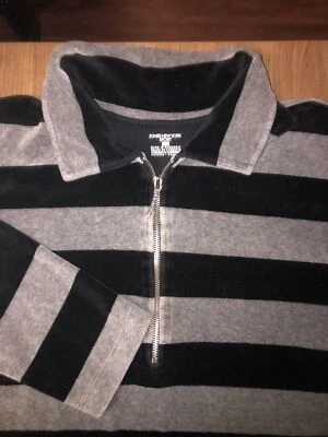 Suéter de pana fina XL a rayas grises negros Jones New York Sport 1/4 cremallera XL para mujer Foto 1 de 4